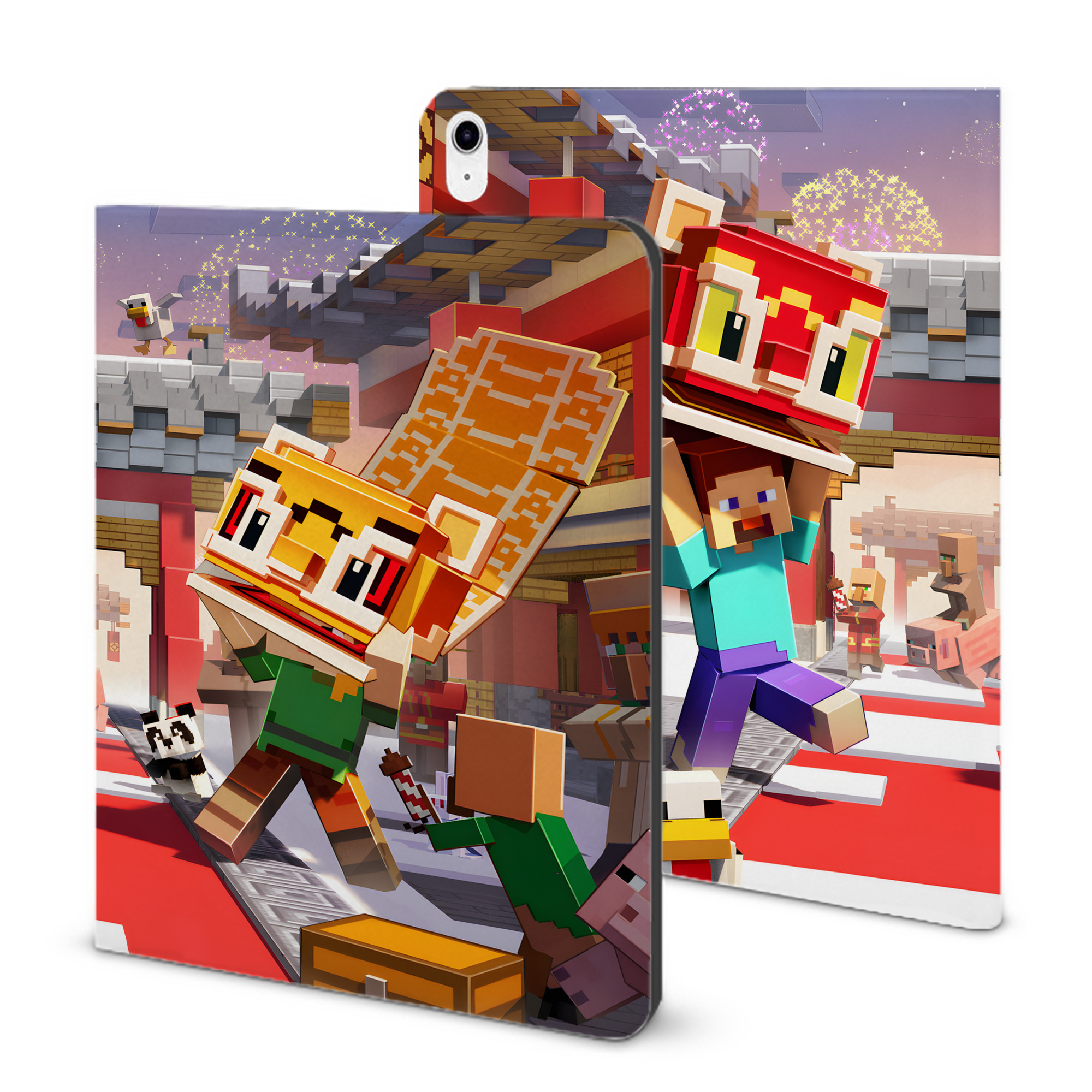 （画像用） マインクラフト ブロックの世界 Minecraft MC Block world IPad ケース ブック型 PUレザー TPU 耐衝撃 軽量 薄型 ペン収納なし 全面保護 IPad 各モデル対応